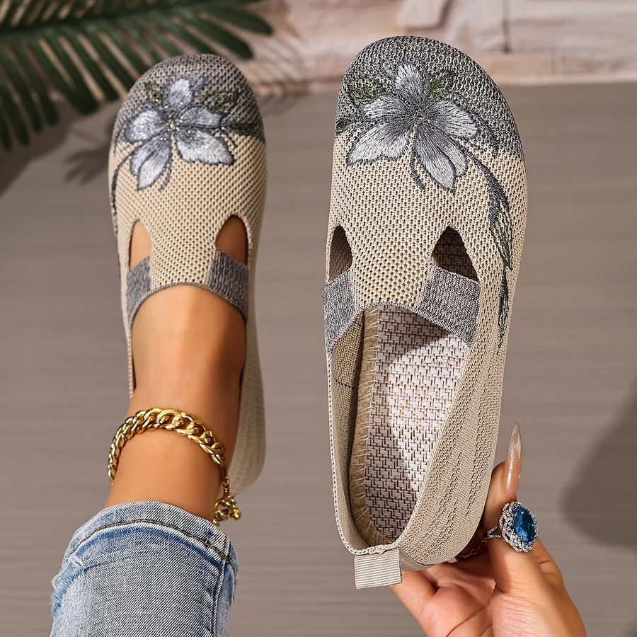 Arixa - Ademend Comfortabele Schoenen met Geborduurde Bloem