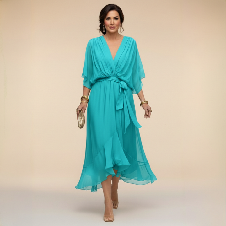 Elle | Jurk met vloeiend V-hals silhouet