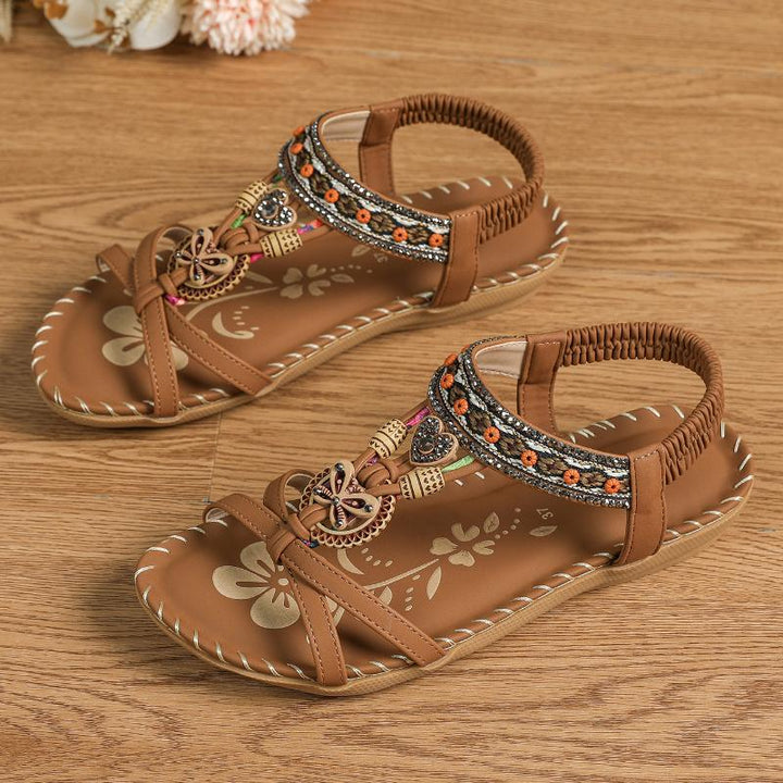 Hovira - Comfortabele Boheemse Platte Sandalen in Ibiza Chic Stijl