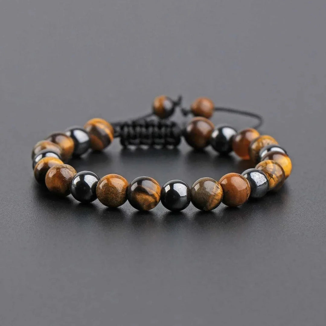 Pulsera Single Stone Ojo de Tigre y Hematita