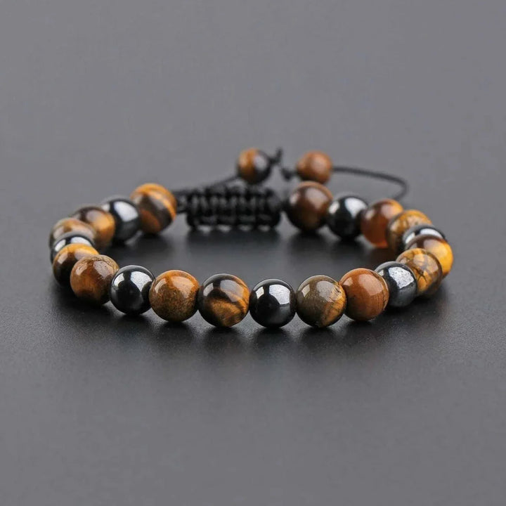 Pulsera Single Stone Ojo de Tigre y Hematita