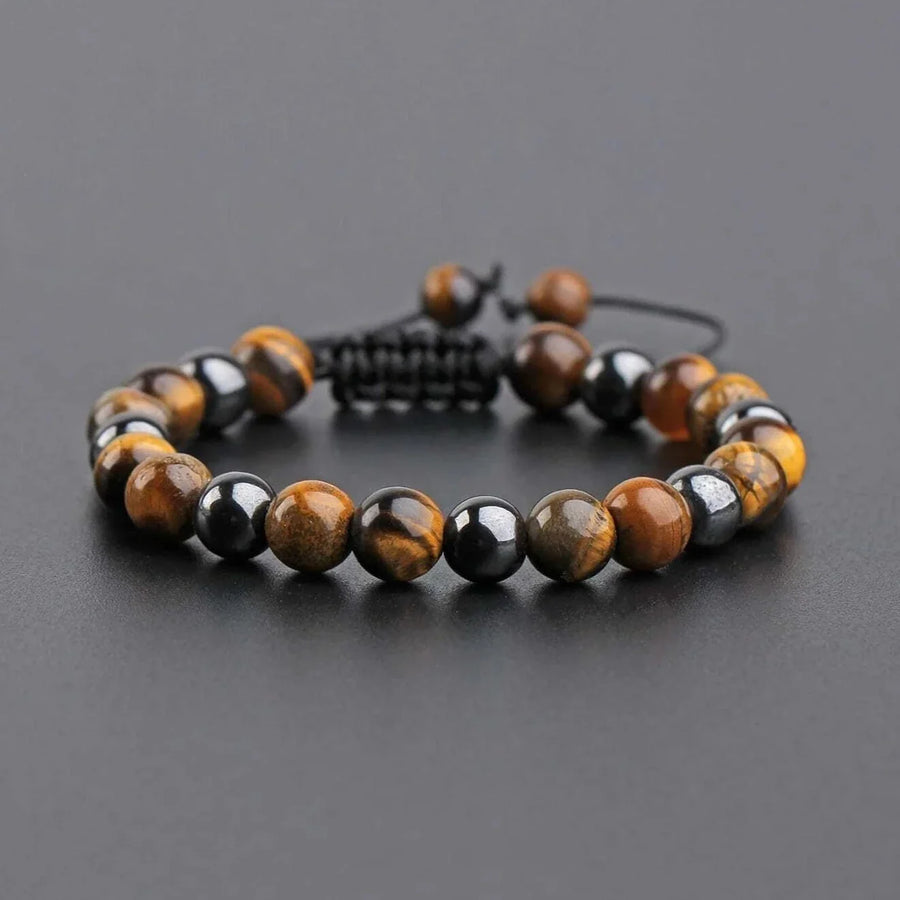 Pulsera Single Stone Ojo de Tigre y Hematita
