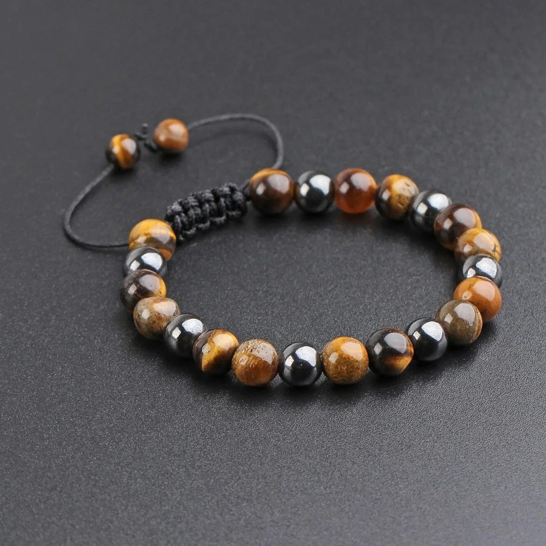 Pulsera Single Stone Ojo de Tigre y Hematita