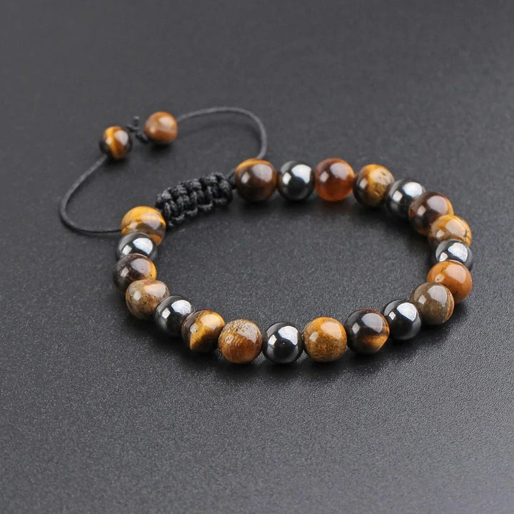 Pulsera Single Stone Ojo de Tigre y Hematita