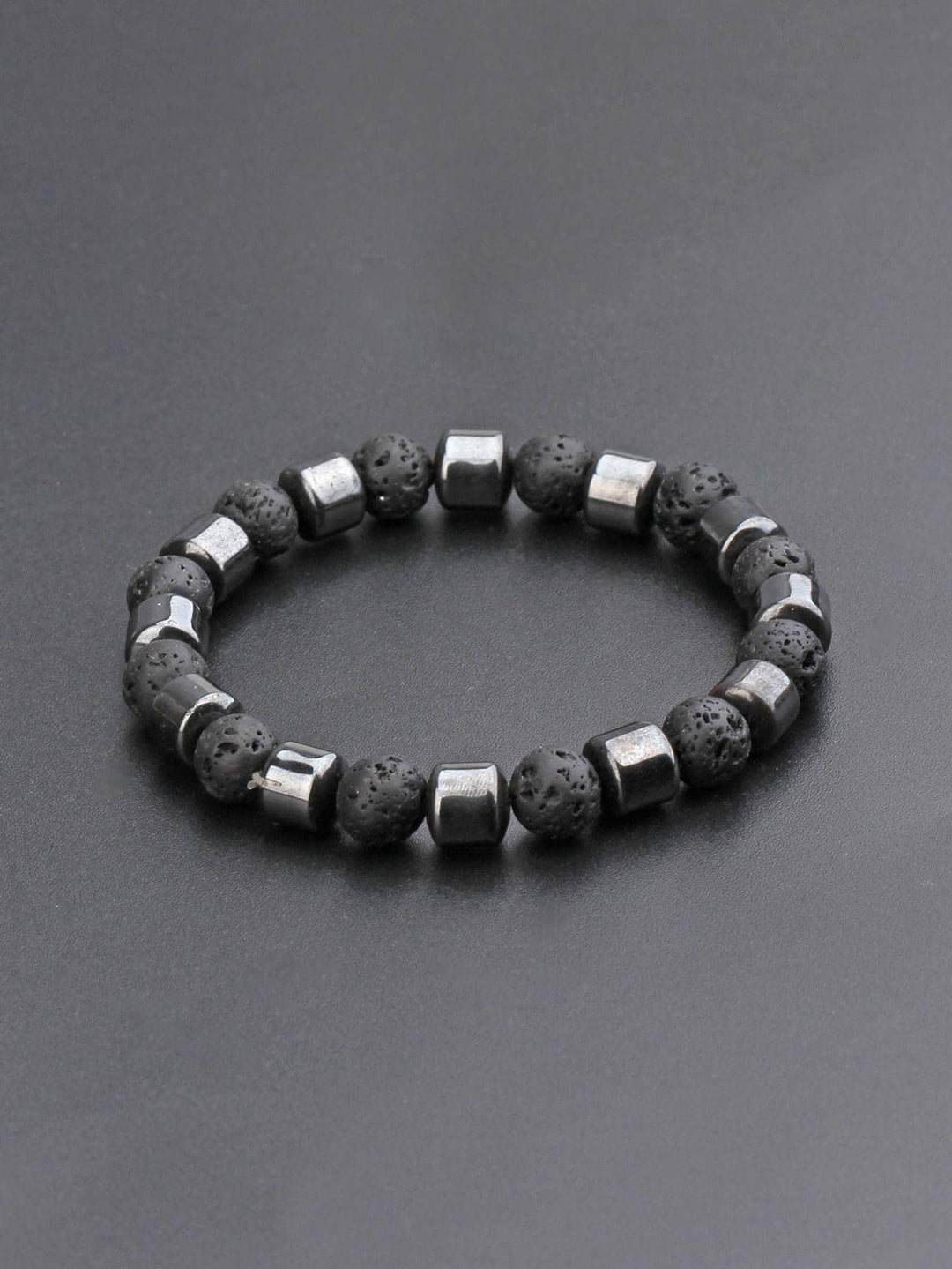 Minimalist Hematite and Lava Stone Bracelet