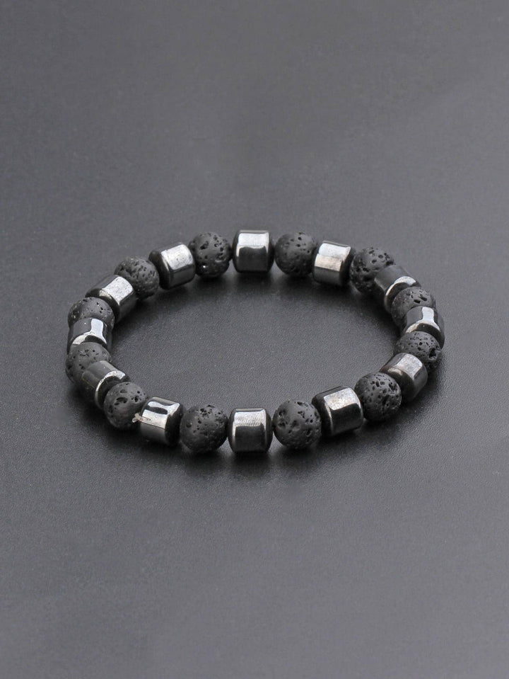 Minimalist Hematite and Lava Stone Bracelet