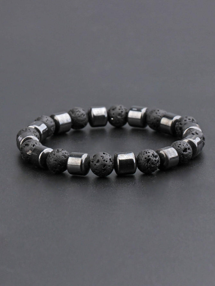 Minimalist Hematite and Lava Stone Bracelet