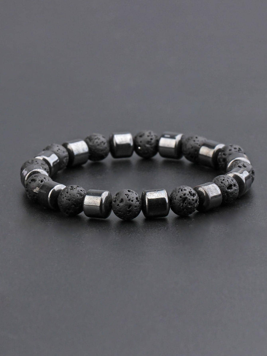 Minimalist Hematite and Lava Stone Bracelet