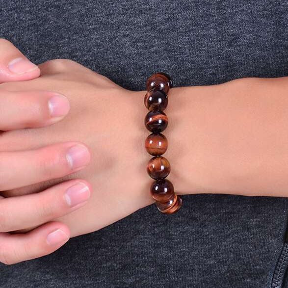 Pulsera Single Stone Ojo de Tigre Rojo