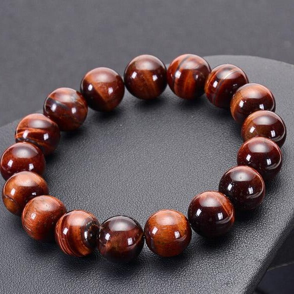 Pulsera Single Stone Ojo de Tigre Rojo