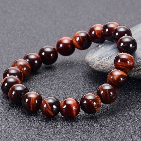 Pulsera Single Stone Ojo de Tigre Rojo