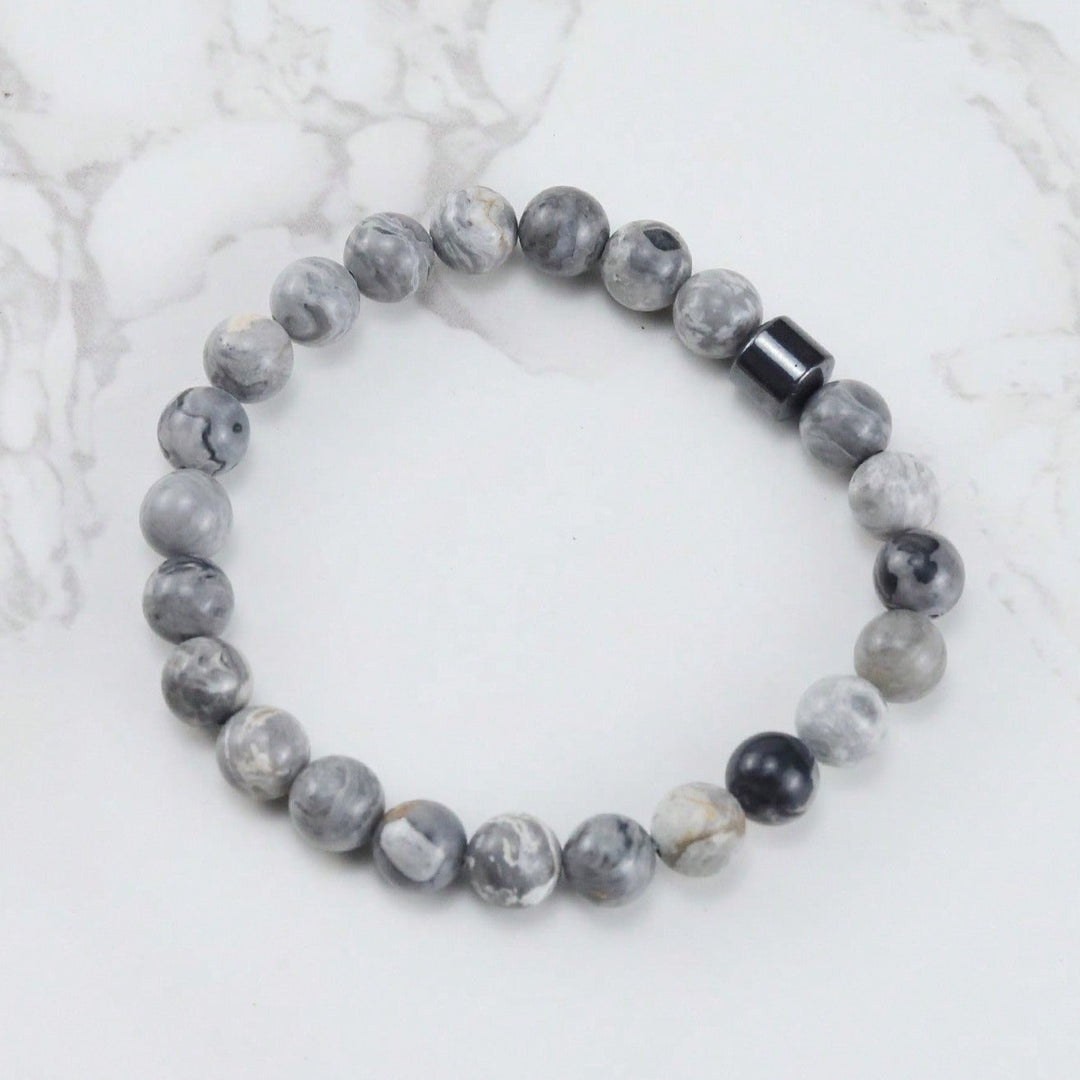 Pulsera Single Stone Piedra Mapa y Hematita