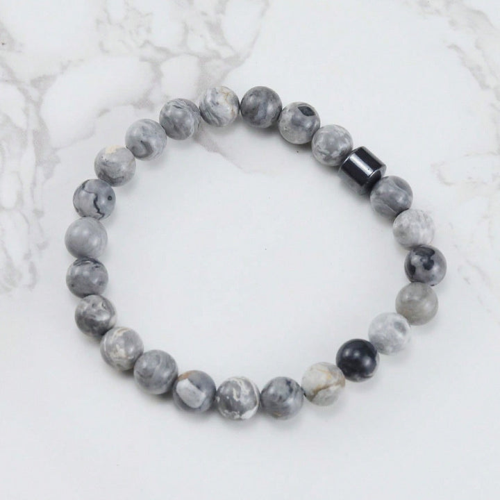 Pulsera Single Stone Piedra Mapa y Hematita