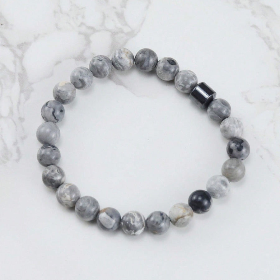 Pulsera Single Stone Piedra Mapa y Hematita