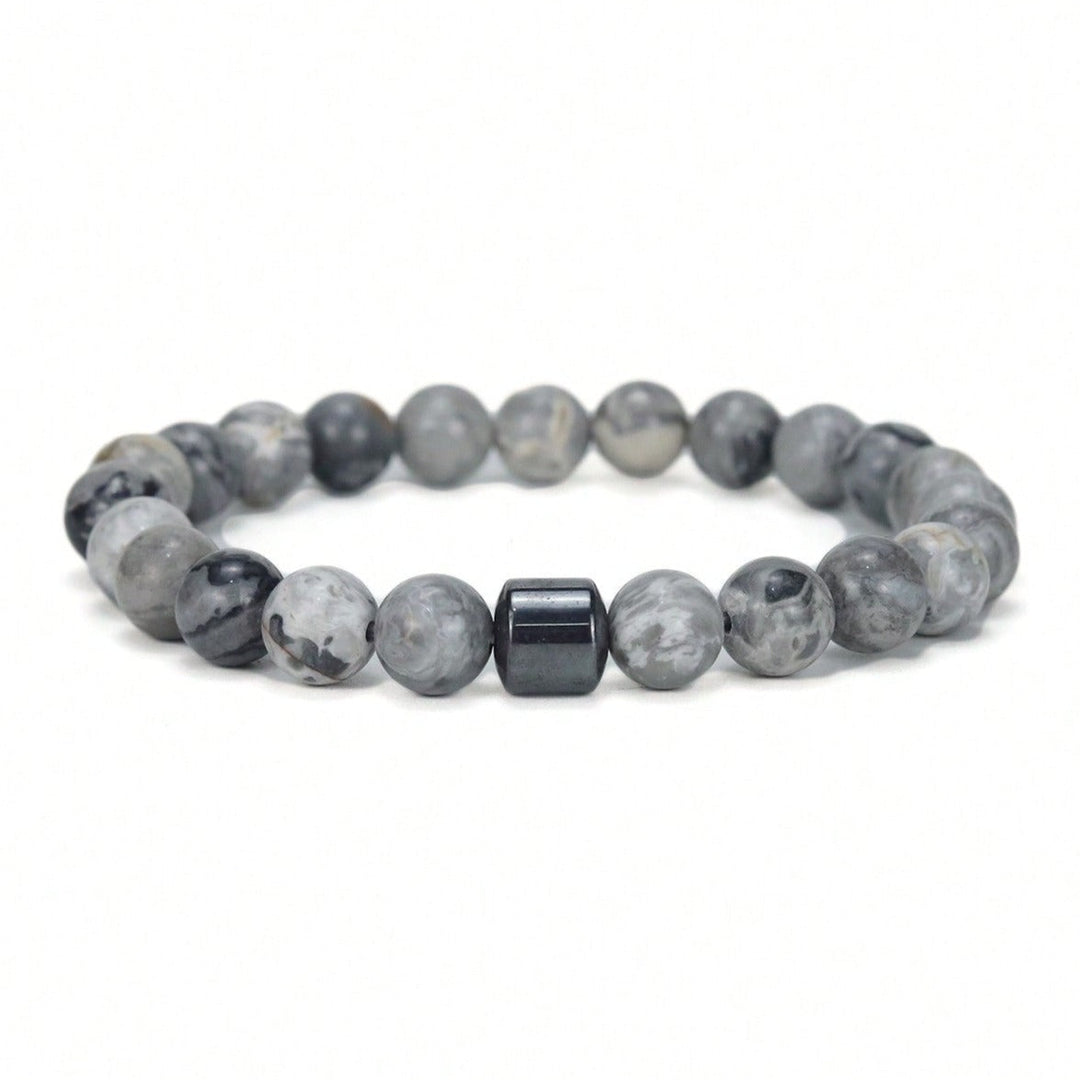Pulsera Single Stone Piedra Mapa y Hematita