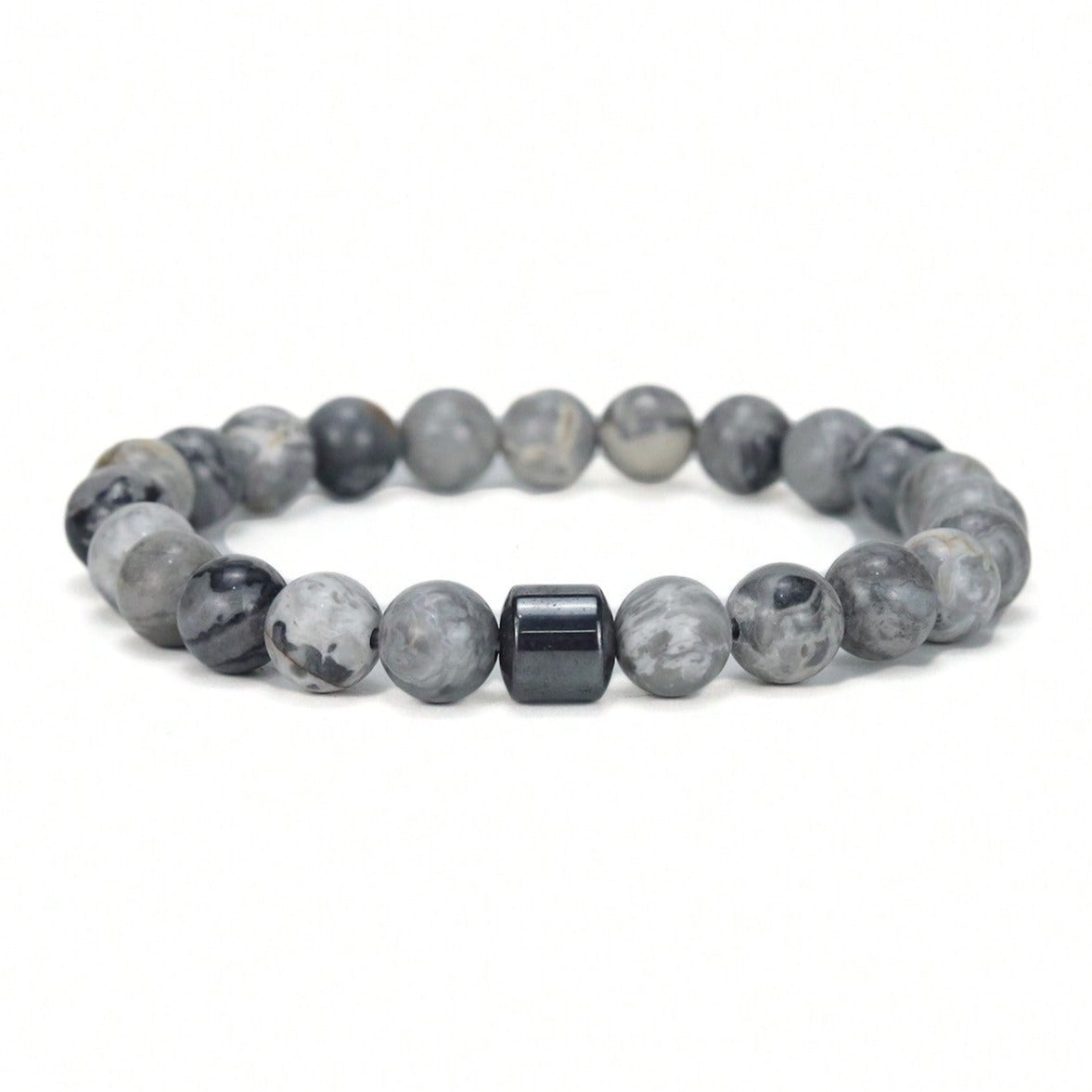 Pulsera Single Stone Piedra Mapa y Hematita