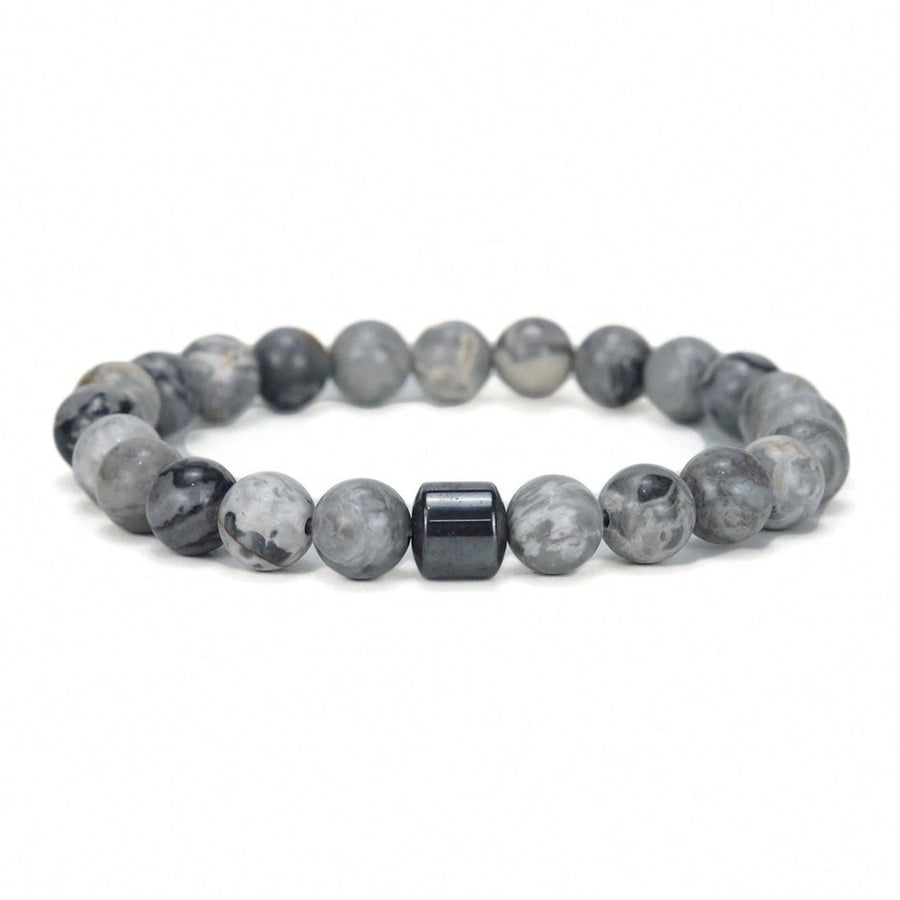 Pulsera Single Stone Piedra Mapa y Hematita