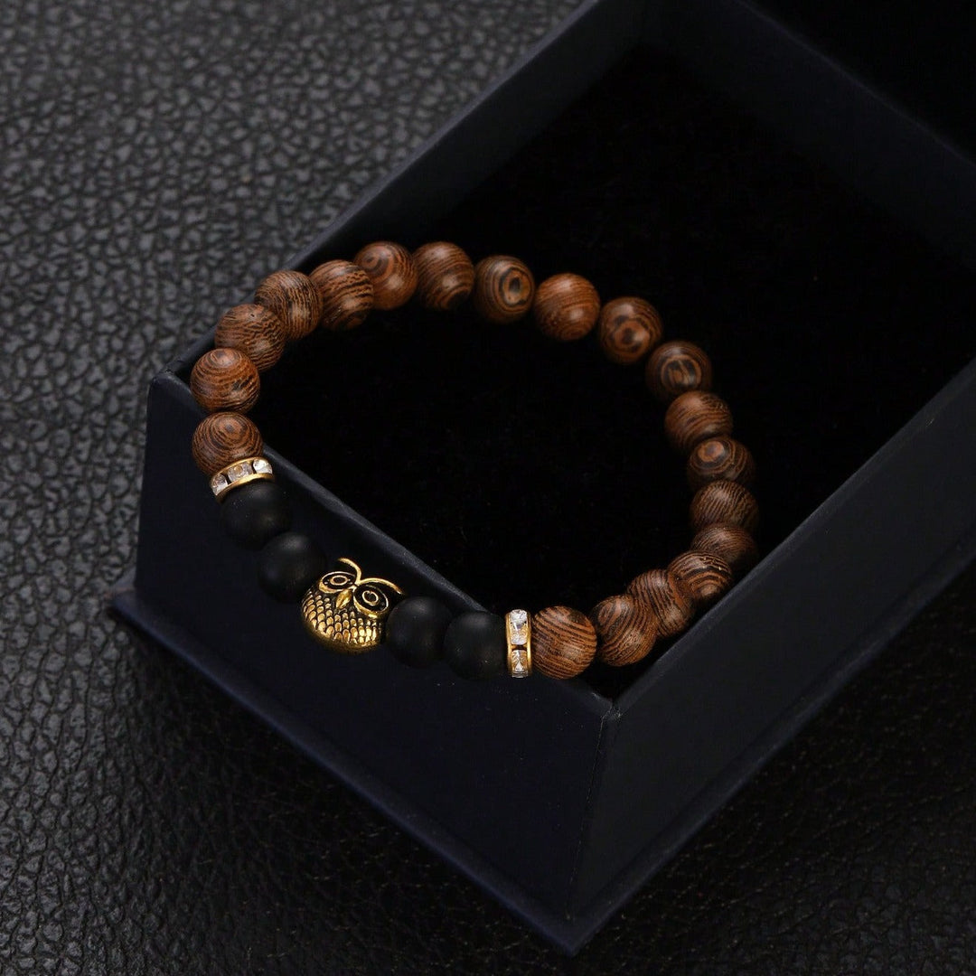 Pulsera Single Stone Búho y Madera