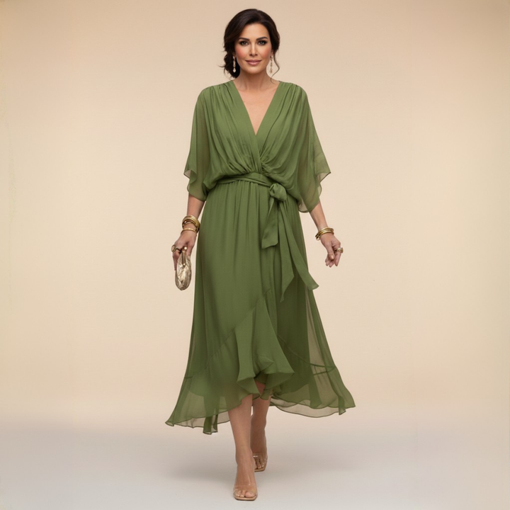 Elle | Jurk met vloeiend V-hals silhouet