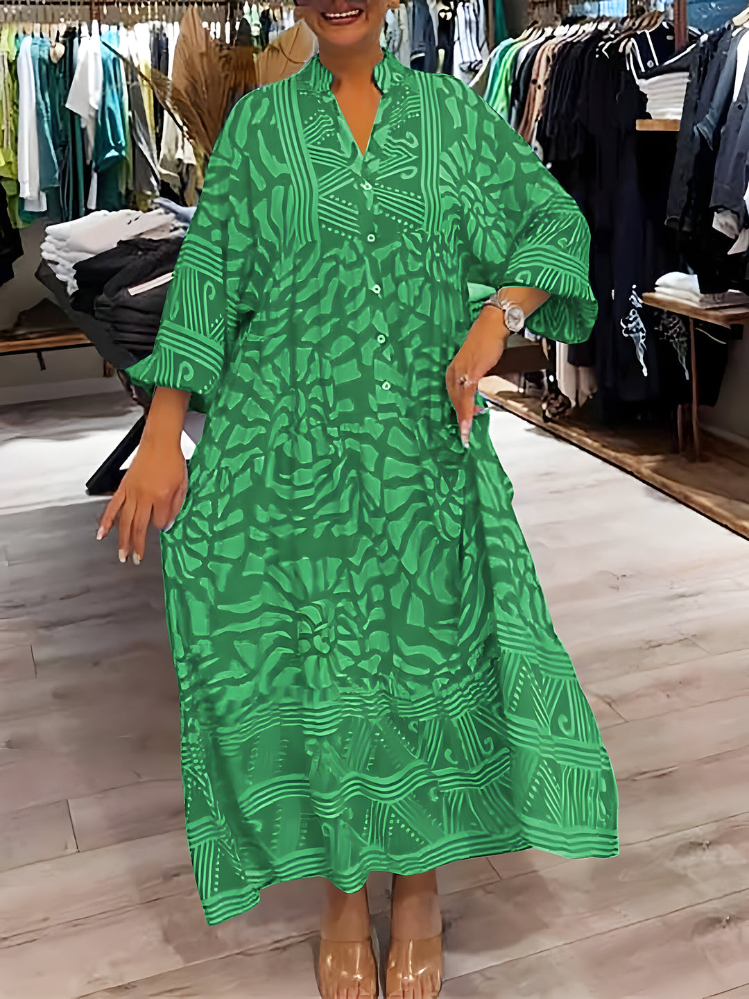 Vespera - Zomerjurk met V-hals en prachtige kleuren