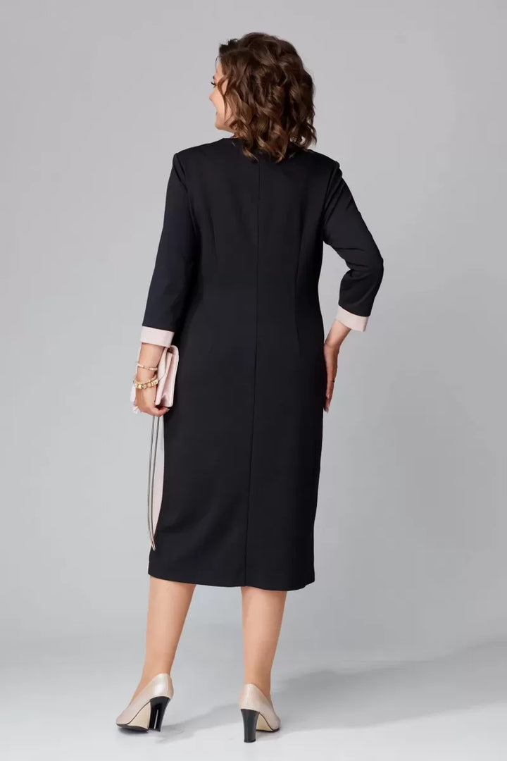 Rhoselivessa - Chique Contrast Midi Jurk met V-hals