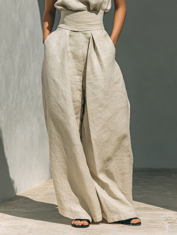 Melanie – Minimalistische set met top en wijde broek