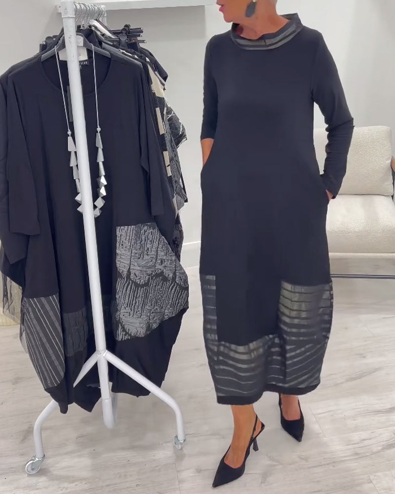 Doralynae - Elegante Jurk met Contrasterende Panelen