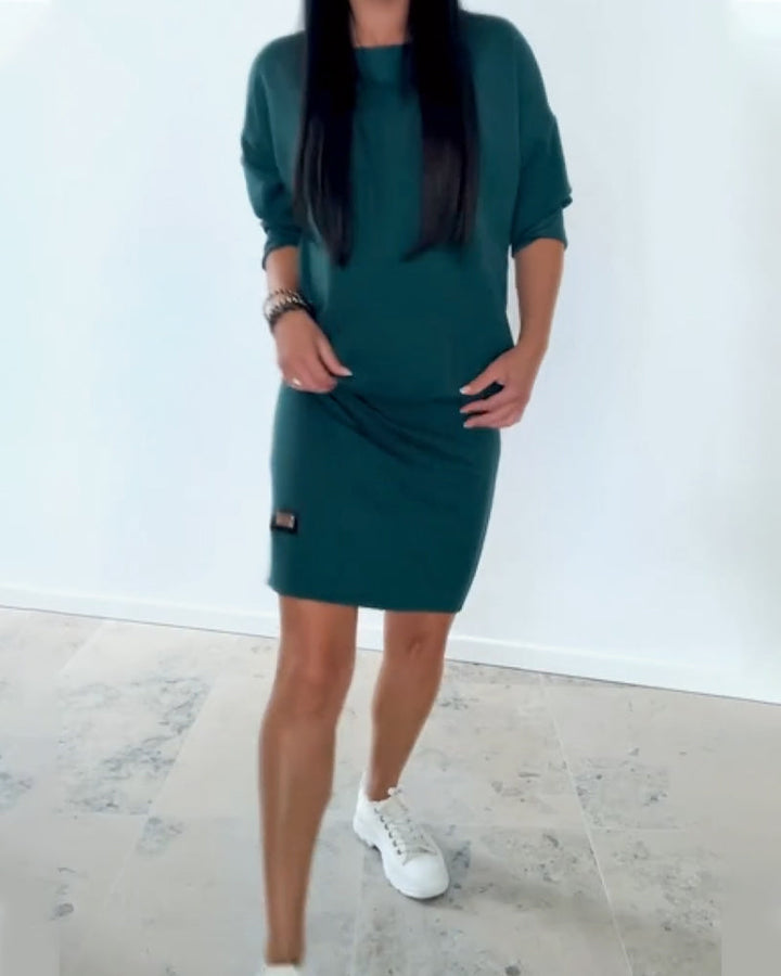 Jovirae - Rechte Casual Jurk met Lange Mouwen