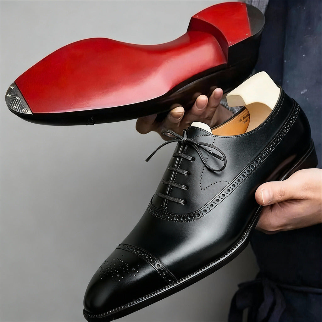 Heren Slim Fit Schoen – Klassiek Ontwerp met Vetersluiting voor Formele Gelegenheden