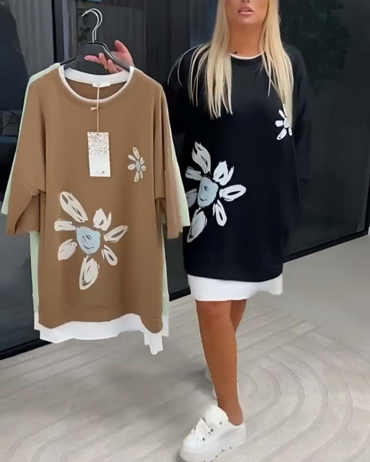 Ravessa - Casual Jurk met Bloemenpatroon