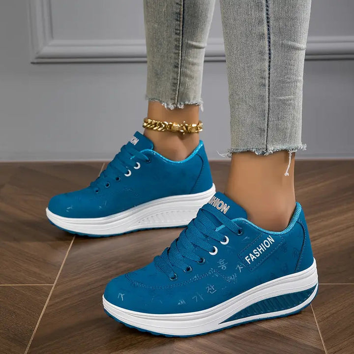Brelina - Dames sneakers met plateauzool en veters van synthetisch leer voor dagelijks comfort