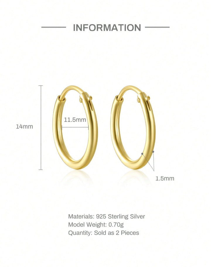 MIA - Pendientes de Plata de ley 925 aro Minimalista