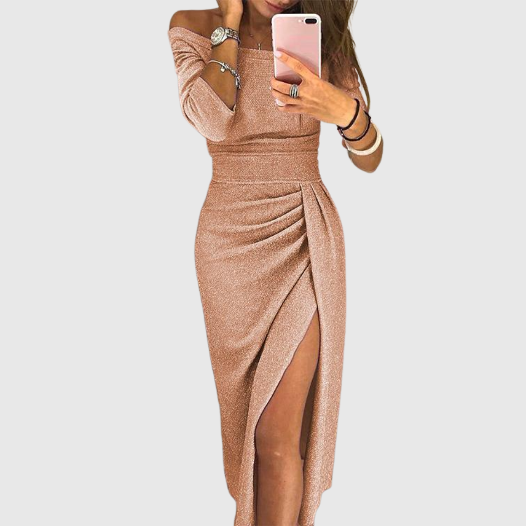 Isabeau | Chique Midi Jurk Met Elegante Split