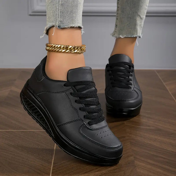 Brelina - Dames sneakers met plateauzool en veters van synthetisch leer voor dagelijks comfort