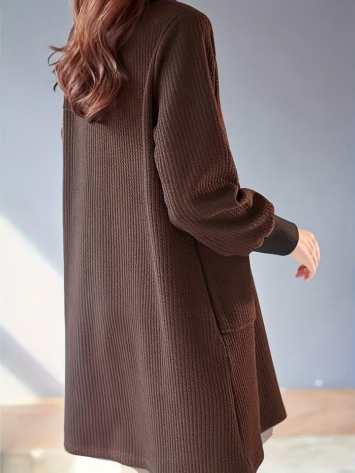 Lydie - Chique Midi-jurk met Hoge Kraag en Raglanmouwen