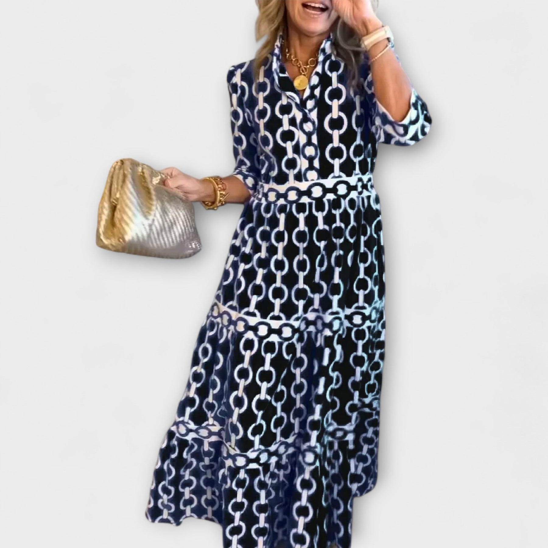 Corinna - midi-jurk met kettingmotief