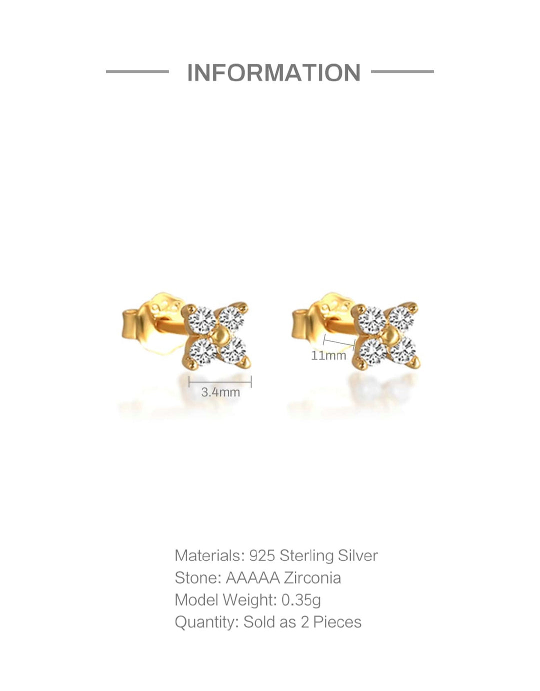 MIA - Pendientes de tachuela zirconia cúbica en Plata 925
