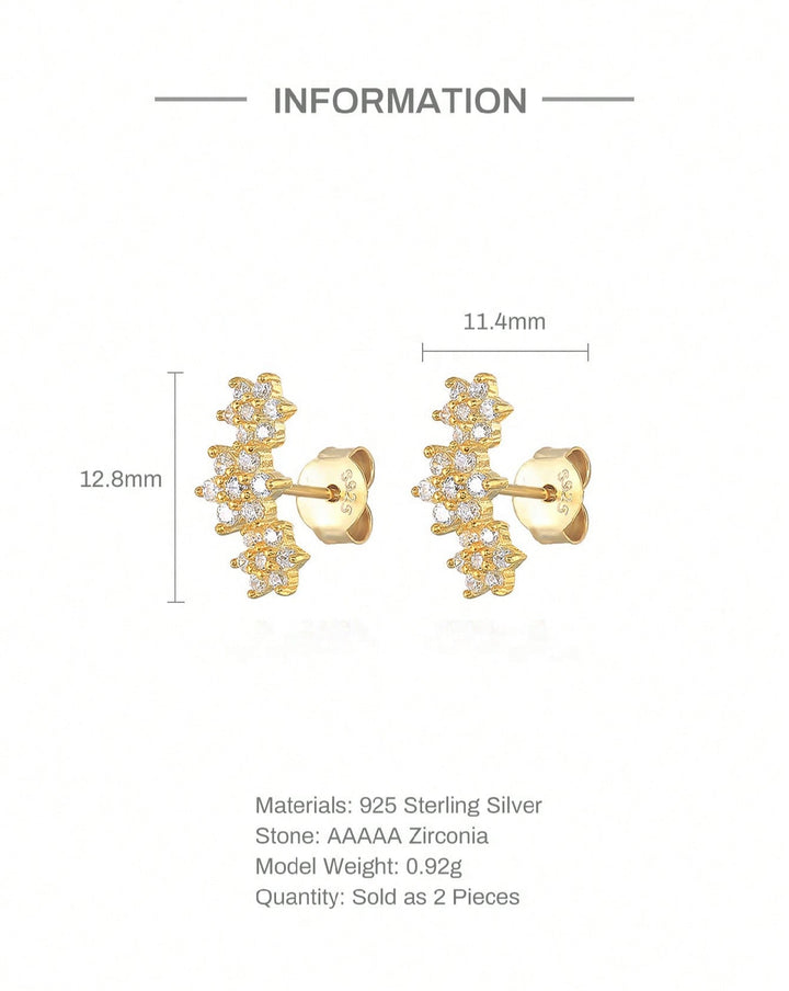 MIA - Pendientes de Plata con baño de Oro de 14kl  y Circonia cúbica