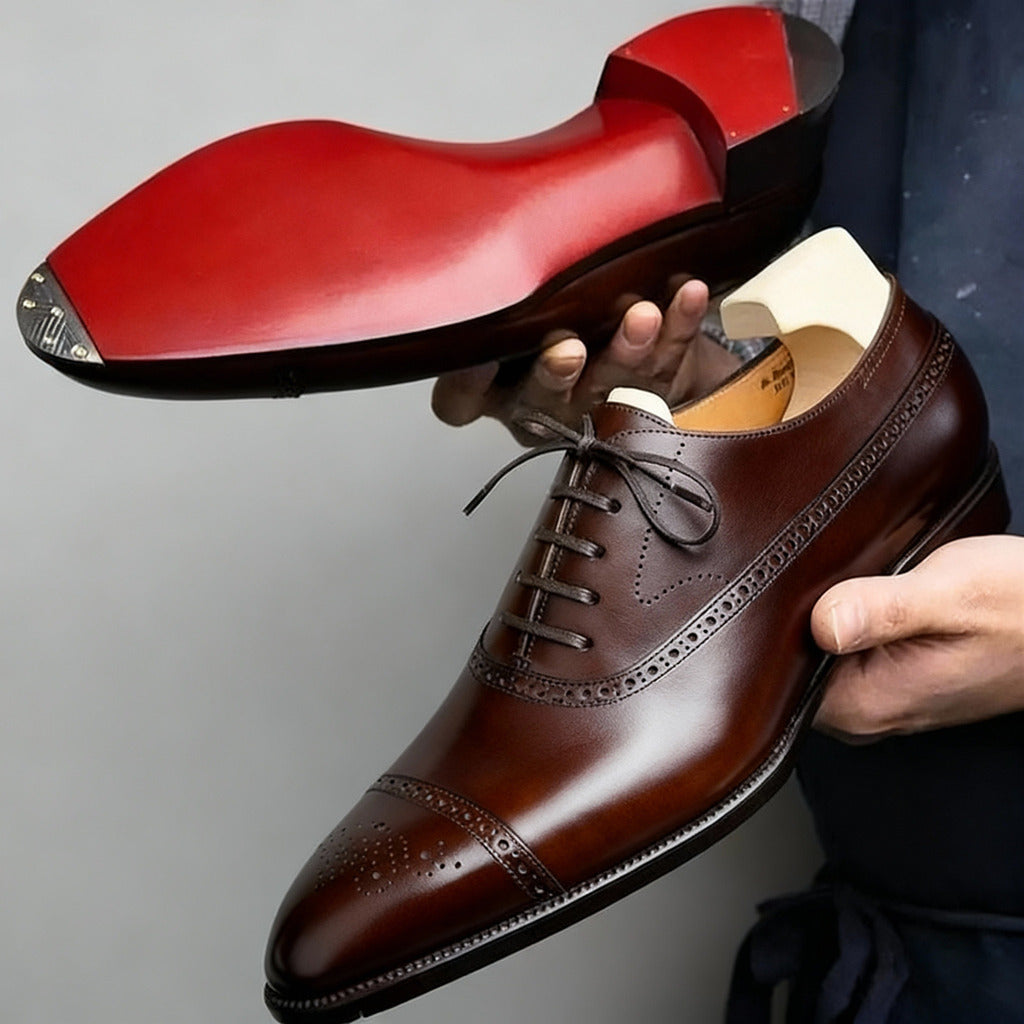 Heren Slim Fit Schoen – Klassiek Ontwerp met Vetersluiting voor Formele Gelegenheden