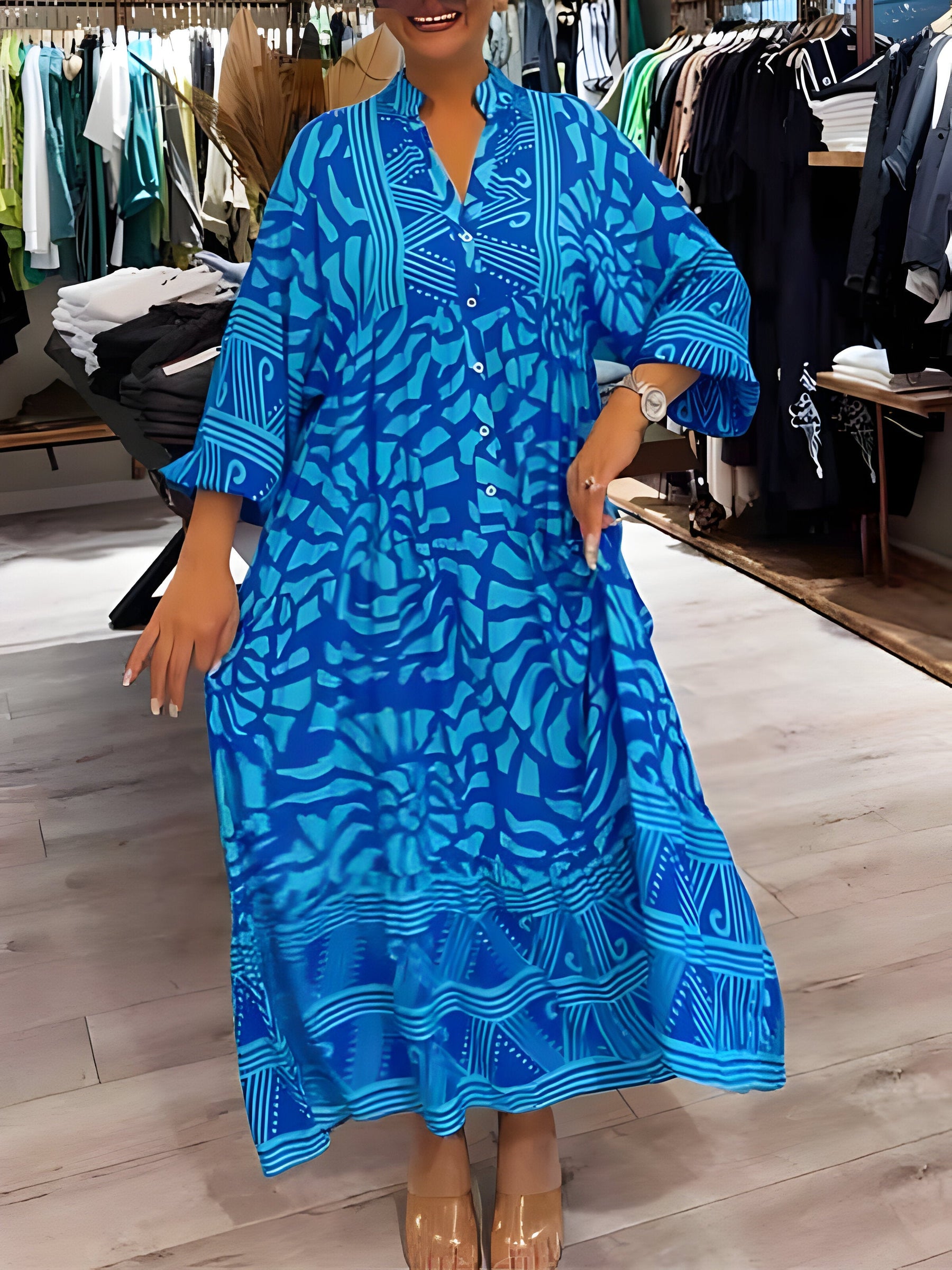 Vespera - Zomerjurk met V-hals en prachtige kleuren