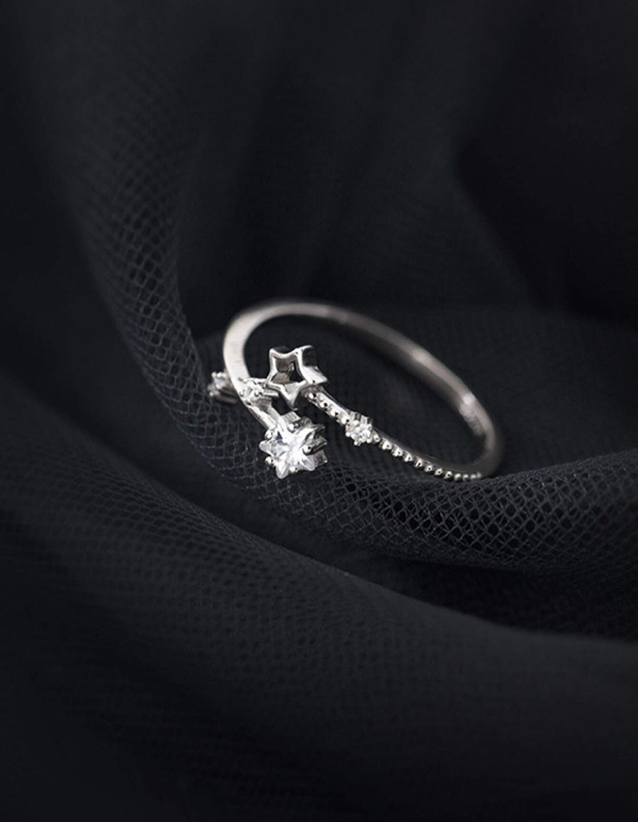 Sortija de dama de plata 925 con detalle de estrella ajustable