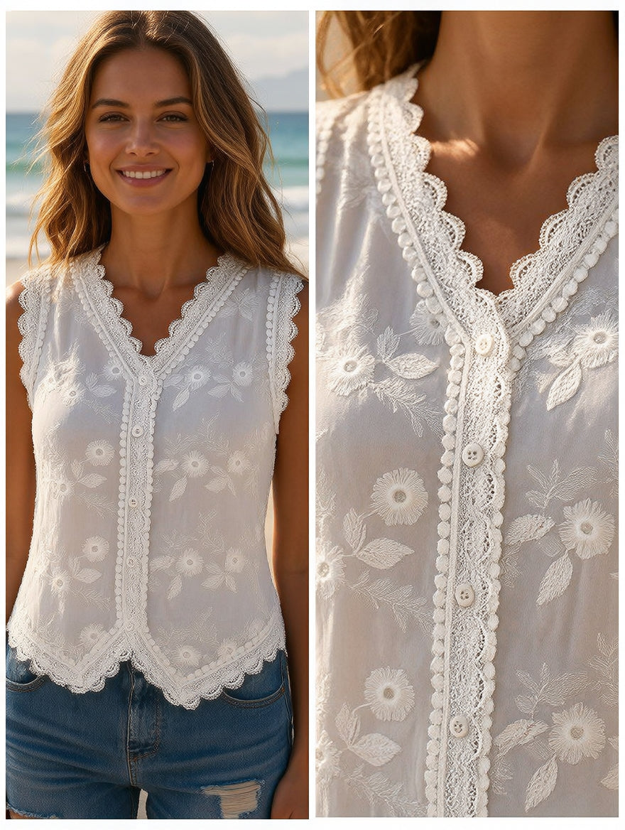 Blouse Angelique – Romantisch Borduurwerk, Tijdloze Stijl