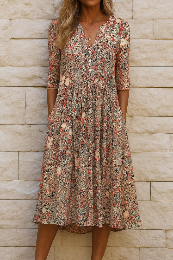 Mycah | Elegante Print Midi Jurk