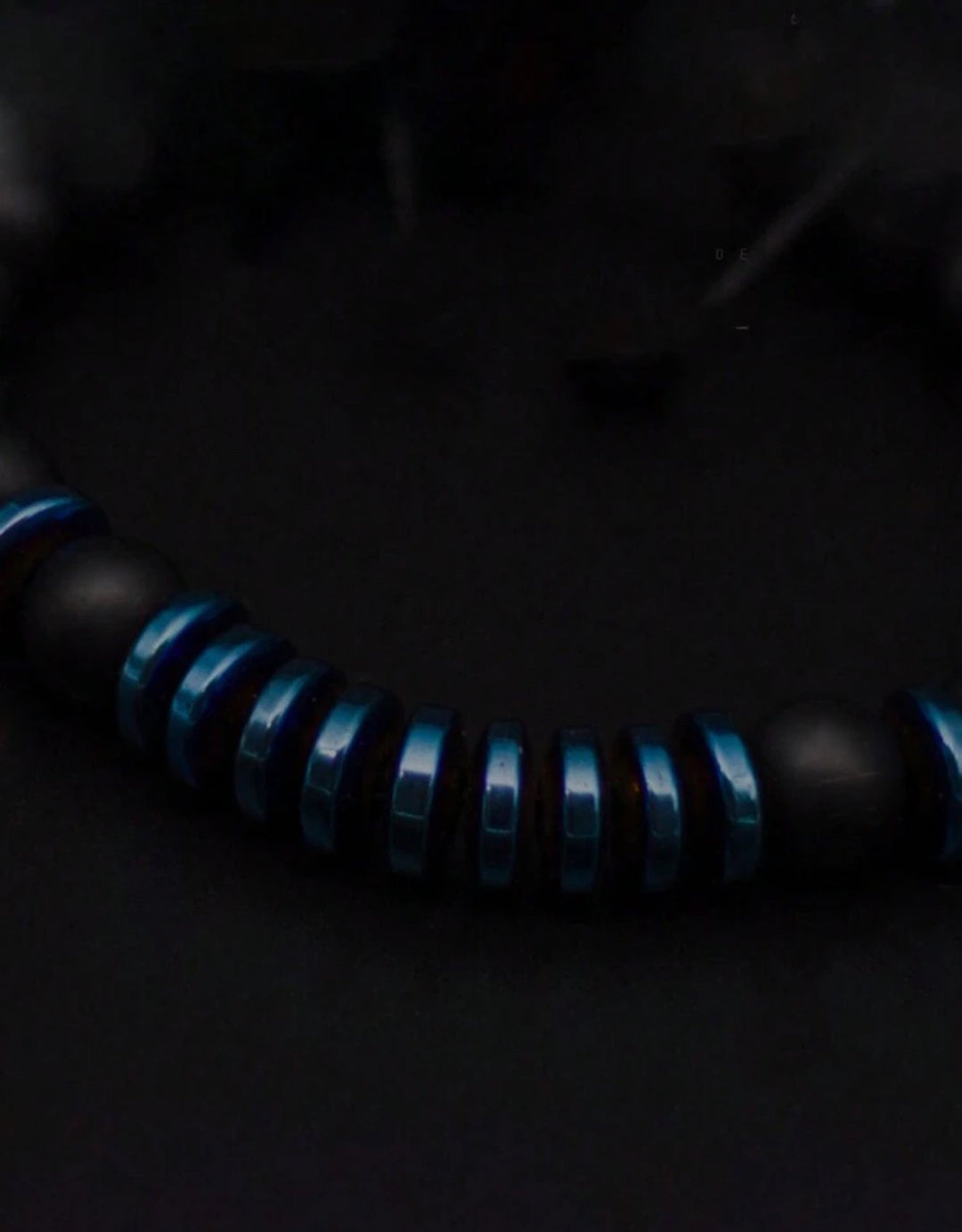 Pulsera  Single stone Ónix Mate y hematita azul ajustable