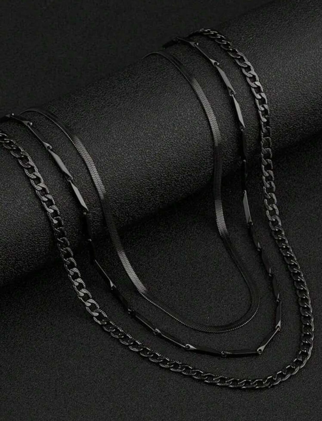 Collar de cadena minimalista 3 piezas negro