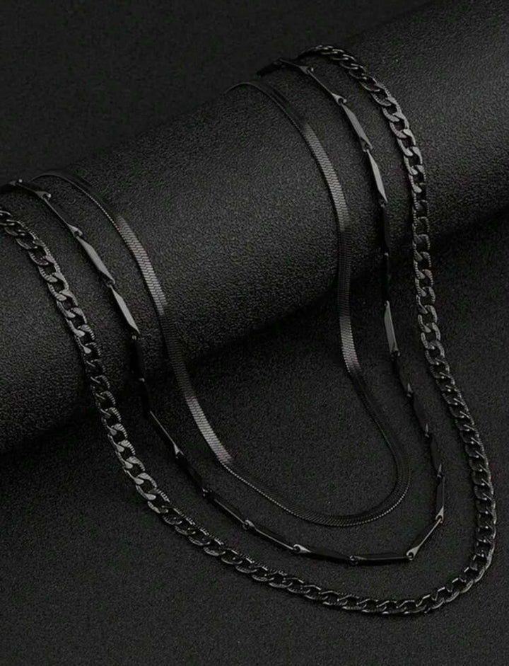 Collar de cadena minimalista 3 piezas negro