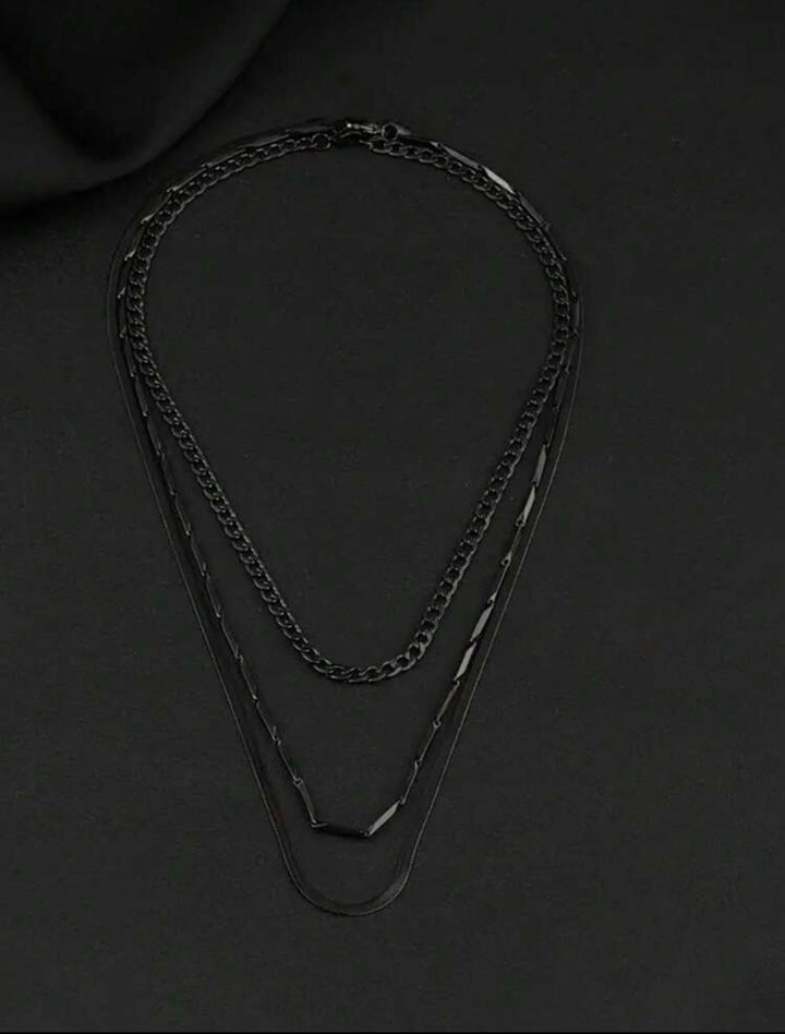 Collar de cadena minimalista 3 piezas negro