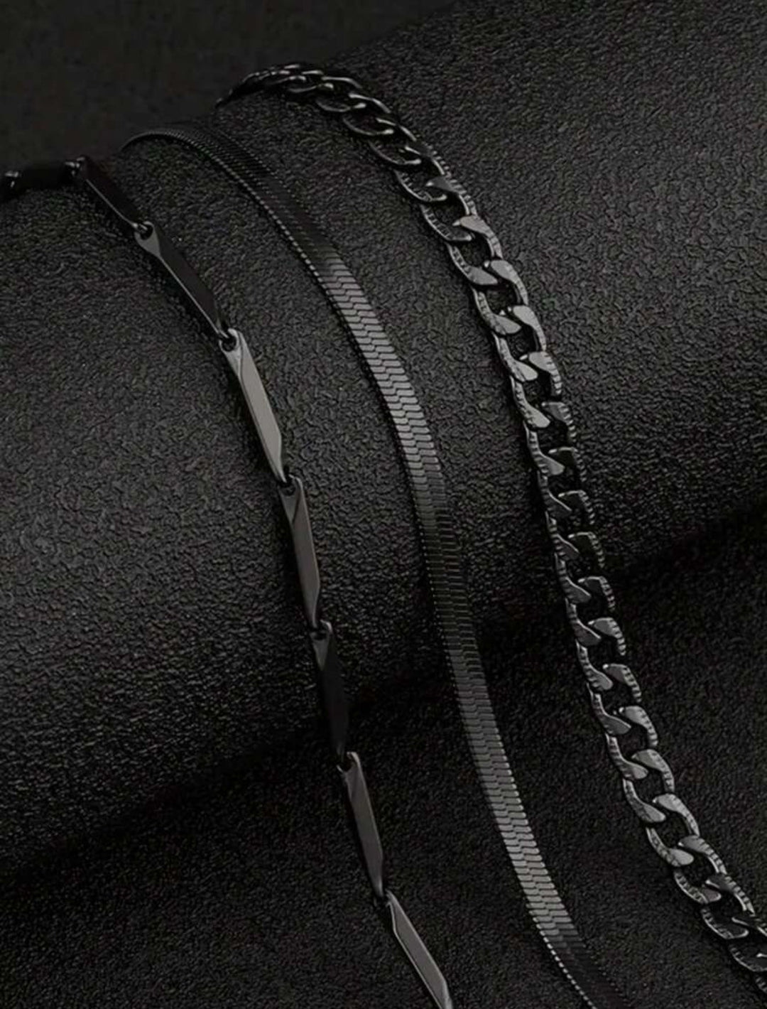 Collar de cadena minimalista 3 piezas negro