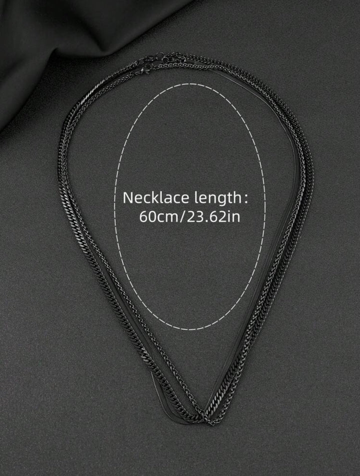 Minimalist chain necklace 3 pieces black