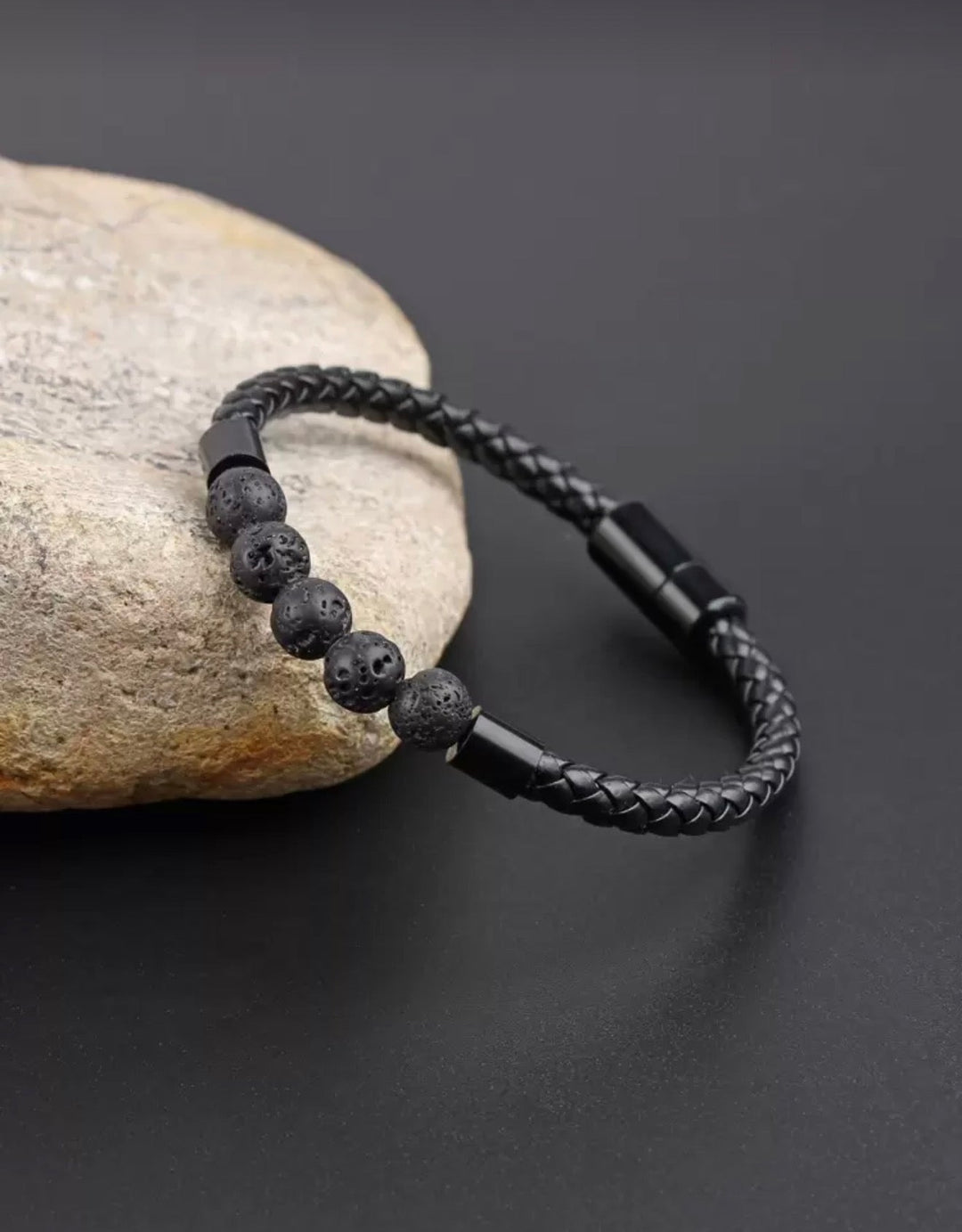 Minimalist bead bracelet 2 pieces black and mixed